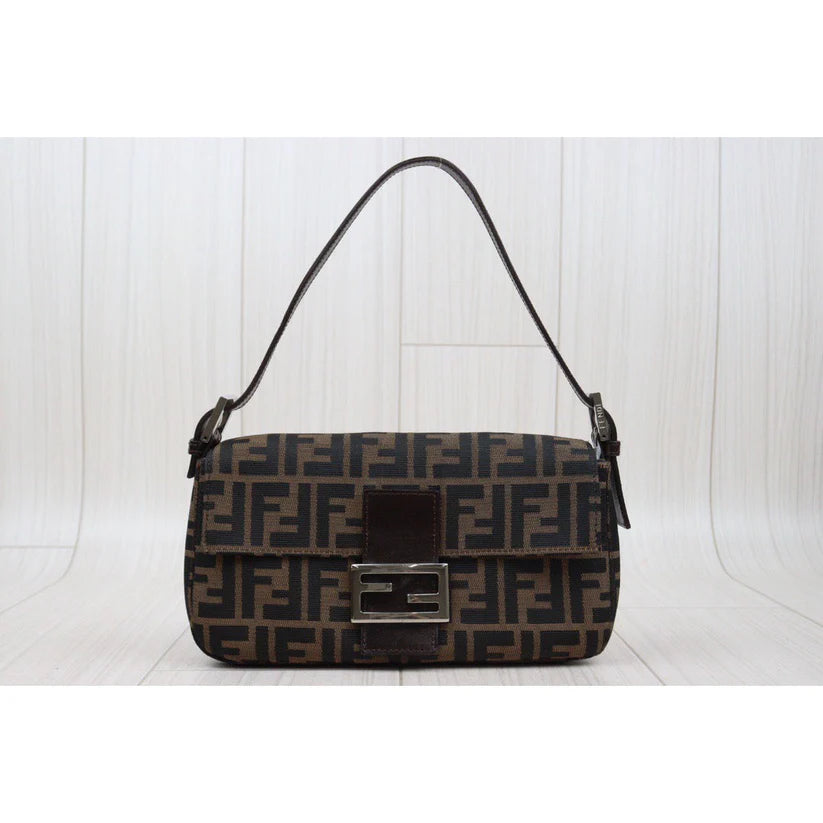 Pre-Owned FENDI Zucca Mamma Baguette Shoulder Bag